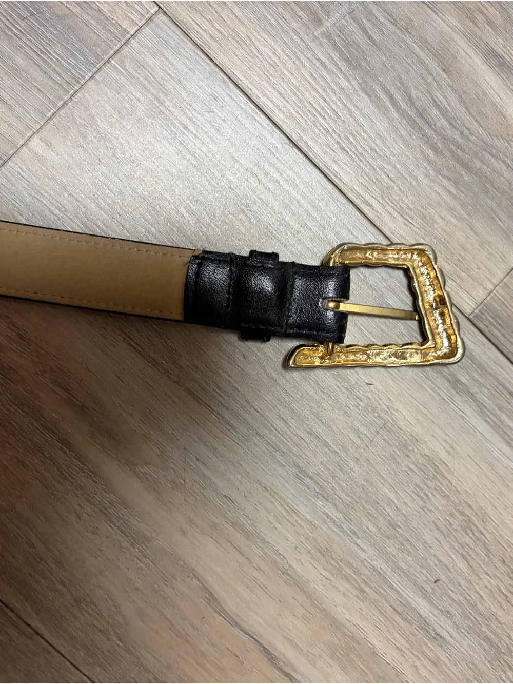 Nordstrom Black Leather Belt Gold Rope Buckle Size Small